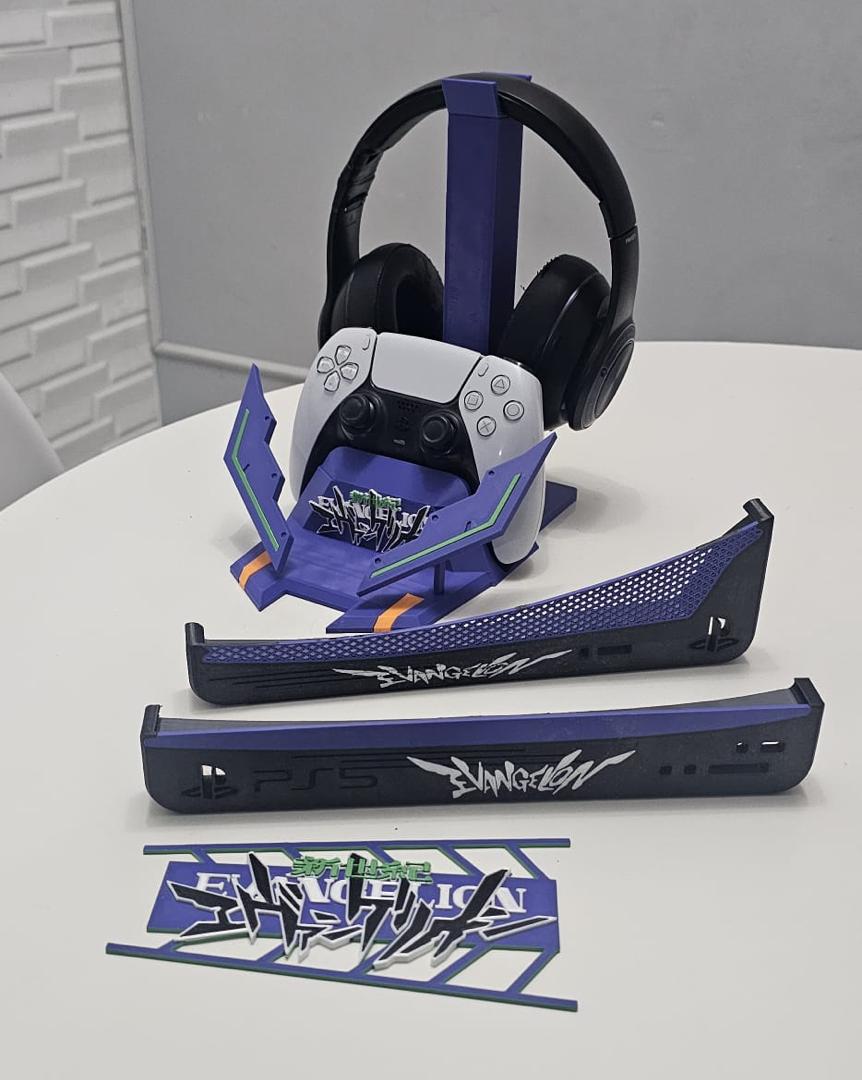 Combo soportes Evangelion Incluye soportes para audifonos, control y consola, adicionalmente un frontal)