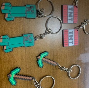 Llavero Minecraft plano - TNT, Pico, Creeper
