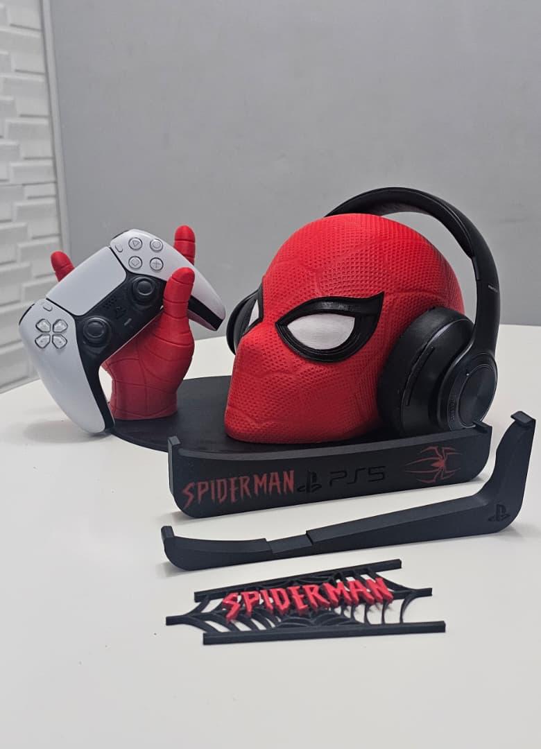 Combo soportes Spiderman (Incluye soportes para audifonos, control y consola, adicionalmente un frontal)